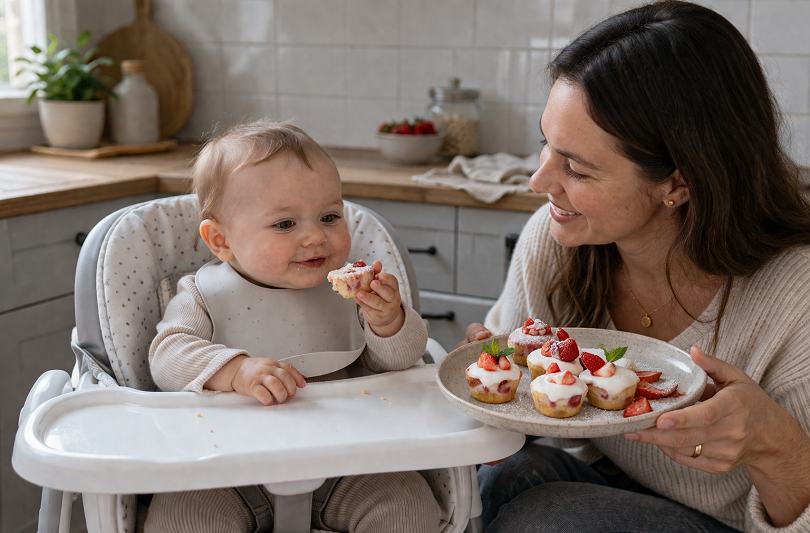 Prajiturele cu iaurt si capsuni: reteta rapida si ideala pentru bebelusi si copii mici